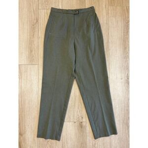 Dress Barn Vintage High Waisted Trousers Green Pleated Straight Leg Pants 10